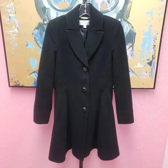 Trina Turk Black Wool Coat - Picture 1 of 6